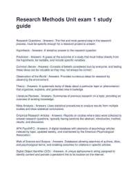Research Methods Unit Exam Study Guide Questions and % Verified Answers