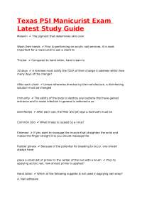 Texas PSI Manicurist Exam Latest Study Guide
