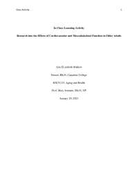Aging and Health for Nursing Students entering the nd year