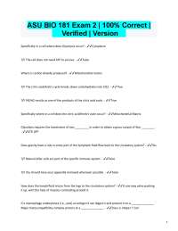 ASU BIO 181 Exam 2: Questions and Answers on Cellular and Molecular Biology