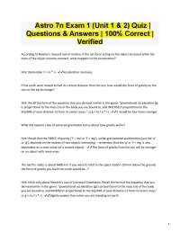 Astronomy Exam 1: Questions and Answers on Fundamental Concepts