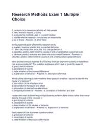 Research Methods Exam 1: Multiple Choice Questions