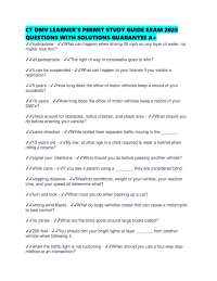 CT DMV LEARNER'S PERMIT STUDY GUIDE EXAM QUESTIONS WITH SOLUTIONS GUARANTEE A+