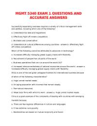 International Management Exam 1: Questions and Answers