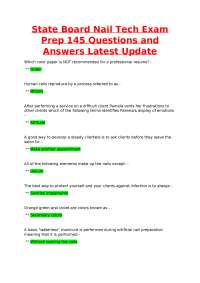 State Board Nail Tech Exam Prep Questions and Answers Latest Update