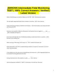 AWHONN Intermediate Fetal Monitoring Exam: Questions and Answers