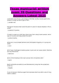 Texas manicurist written exam Questions and Answers Latest