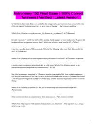 Astronomy 102 Final Exam: Stellar Properties and Cosmology
