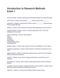 Research Methods Exam 1: Key Concepts and Definitions
