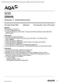 Actual AQA GCSE DRAMA /W Component Merged Question Paper + Mark Scheme Actual