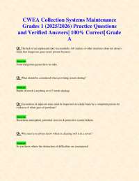 CWEA Collection Systems Maintenance Grade 1 Practice Questions