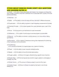 FITOUR GROUP EXERCISE EXAMS SCRIPT QUESTIONS AND ANSWERS RATED A+