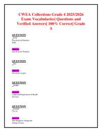 CWEA Exam Vocabularies and Verified Answers for Water Treatment