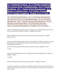. Peripheral Devices, . . Practice Questions, . Device Driver Troubleshooting,