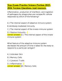 TEAS Exam Science Practice Questions 2025-2026: Questions and Answers