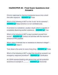 HAZWOPER 40 Final Exam: Questions and Answers for Safety Training