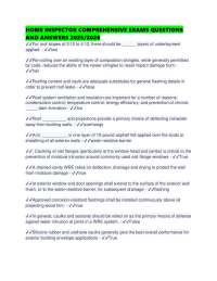 HOME INSPECTOR COMPREHENSIVE EXAMS QUESTIONS AND ANSWERS /