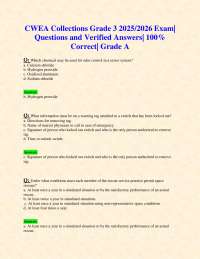 CWEA Collections Grade 3 Exam Questions and Answers 2025/2026