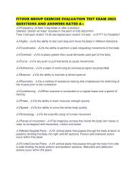 FITOUR GROUP EXERCISE EVALUATION TEST EXAM QUESTIONS AND ANSWERS RATED A+