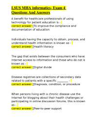 Health Informatics Exam 4: Questions and Answers for MHA Students