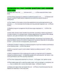 HAZWOPER ALL PAST PAPERS QUESTIONS AND ANSWERS /