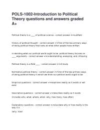 POLS- -Introduction to Political Theory questions and answers graded A+- .docx