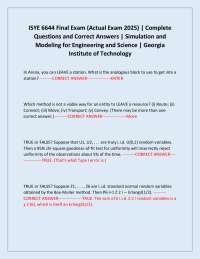 ISYE 6644 Final Exam: Simulation and Modeling Questions and Answers