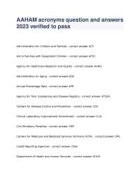 AAHAM acronyms question and answers verified to pass