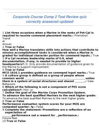 Corporals Course Comp Test Review quiz correctly answered updated