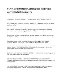 Fire Alarm Systems: Certification Exam Questions and Answers