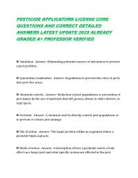 PESTICIDE APPLICATORS LICENSE CORE QUESTIONS AND CORRECT DETAILED ANSWERS LATEST UPDATE