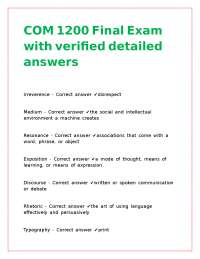 Amusing Ourselves to Death: Exam Questions and Answers