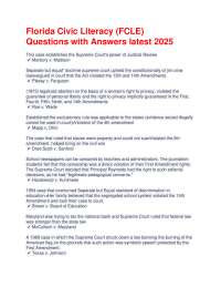 Florida Civic Literacy (FCLE) Questions with Answers latest