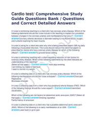 Cardio test/ Comprehensive Study Guide Questions Bank / Questions and Correct Detailed Ans