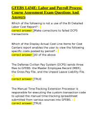 GFEBS L E: Labor and Payroll Process Course Assessment Exam Questions And Answers