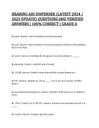 HEARING AID DISPENSER (LATEST / UPDATE) QUESTIONS AND VERIFIED ANSWERS | % CO