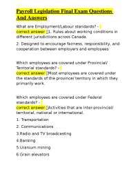 Payroll Legislation Final Exam Questions And Answers