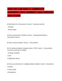 NUR LAB QUIZ COMPLETE ANSWERS % CORRECT AND VERIFIED SOLUTIONS