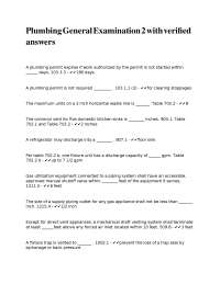 Plumbing Exam Questions and Answers: General Plumbing Knowledge