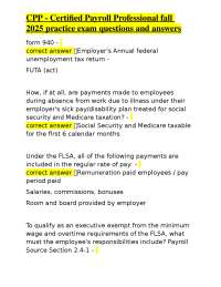 CPP - Certified Payroll Professional fall practice exam questions and answers