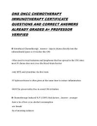 ONS ONCC CHEMOTHERAPY IMMUNOTHERAPY CERTIFICATE QUESTIONS AND CORRECT ANSWERS ALREADY GRAD