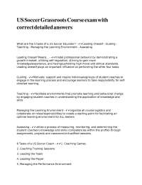 US Soccer Grassroots Coaching Course Exam: Questions and Answers