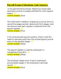 Payroll Exam Questions And Answers