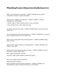 Plumbing Exam: Questions and Answers on System Design and Regulations