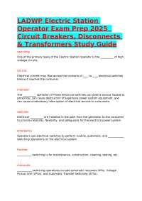 LADWP Electric Station Operator Exam Prep Circuit Breakers, Disconnects & Transforme