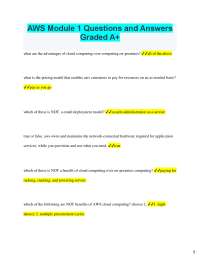 AWS Module Questions and Answers Graded A+ what are the advantages of cloud computing ov