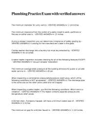 Plumbing Practice Exam: Questions and Verified Answers