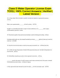 Class D Water Operator License Exam: Q&A Guide