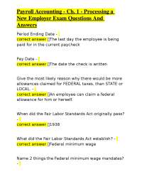 Payroll Accounting - Ch. - Processing a New Employer Exam Questions And Answers