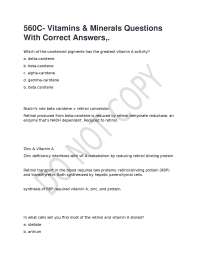 C- Vitamins & Minerals Questions With Correct Answers,.